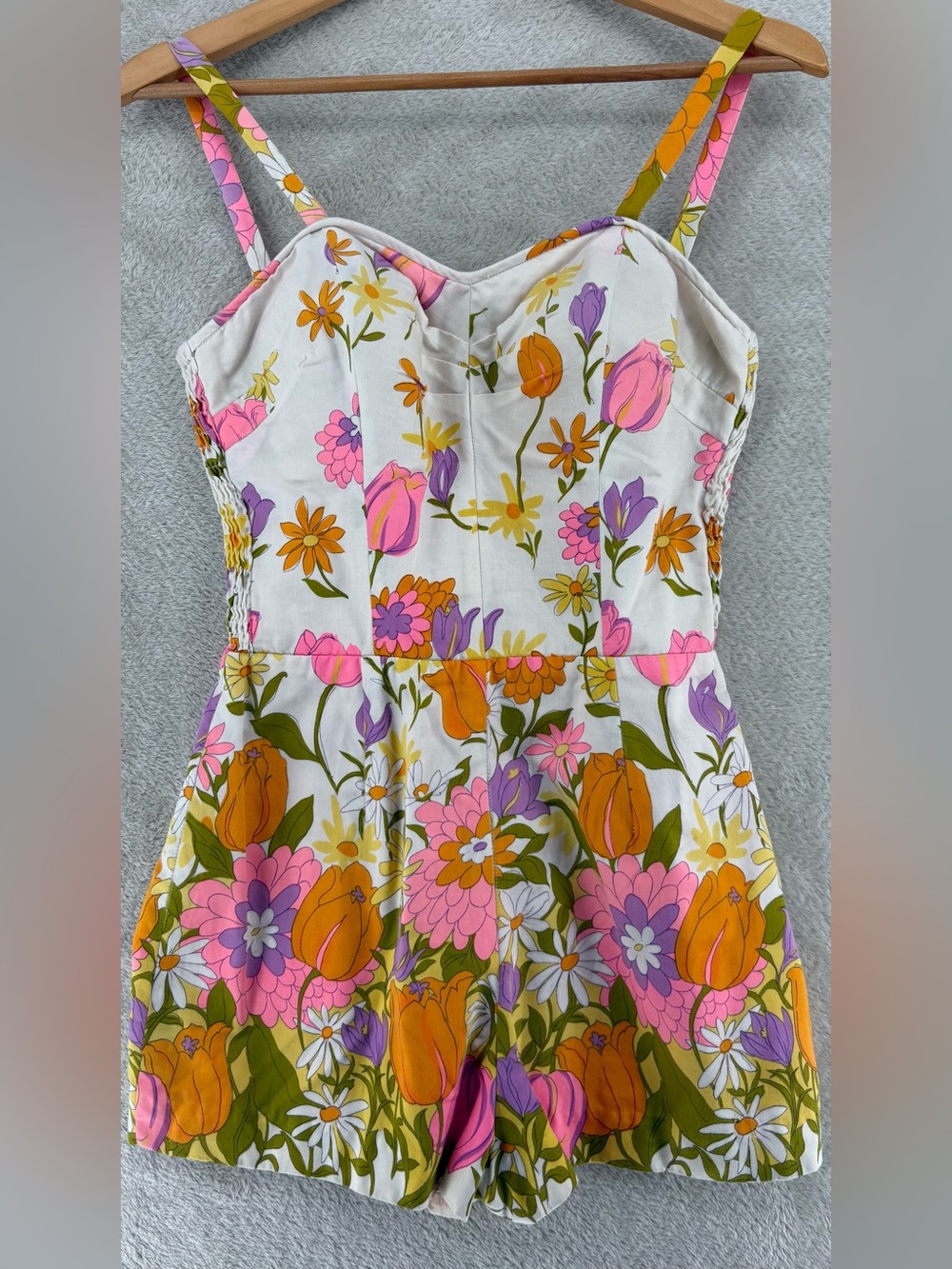 Vintage 1960/1970s Retro for Andrade Hawaiian floral cotton romper